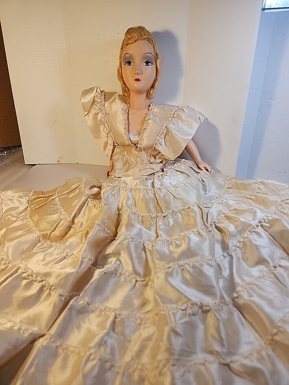 Antique Composition Boudoir Bed Doll Flapper Bisque French